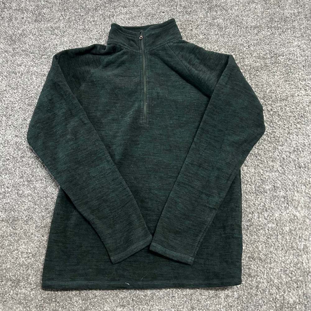 Eddie Bauer Fleece Pullover Womens Size S Green Heathered Quarter Zip Athletic